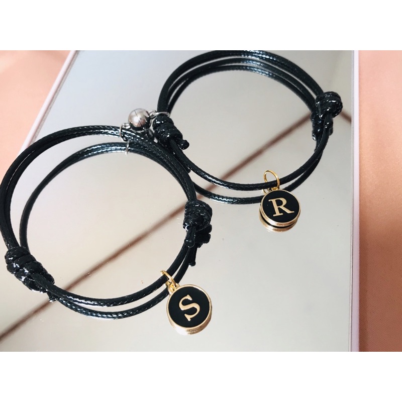 Gelang Inisial Bulat Gelang Couple Magnet Gelang Tali Waterproof Gelang Couple