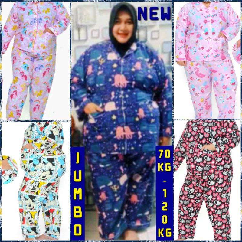 piyama jumbo lengan panjang ld 130 SET baju tidur celana katun jepang karakter setelan piama pajamas