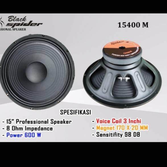 Speaker 15 inch BLACK SPIDER 15400 M 600 watt Bukan ashley cy 1535 KODE BARU 88