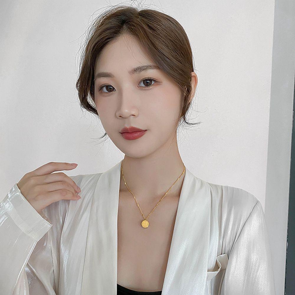 Mxbeauty Kalung Emas Indah Retro Wanita Kalung Perhiasan Hadiah Gaya Cina Perhiasan Karakter Cina Kalung Berlian