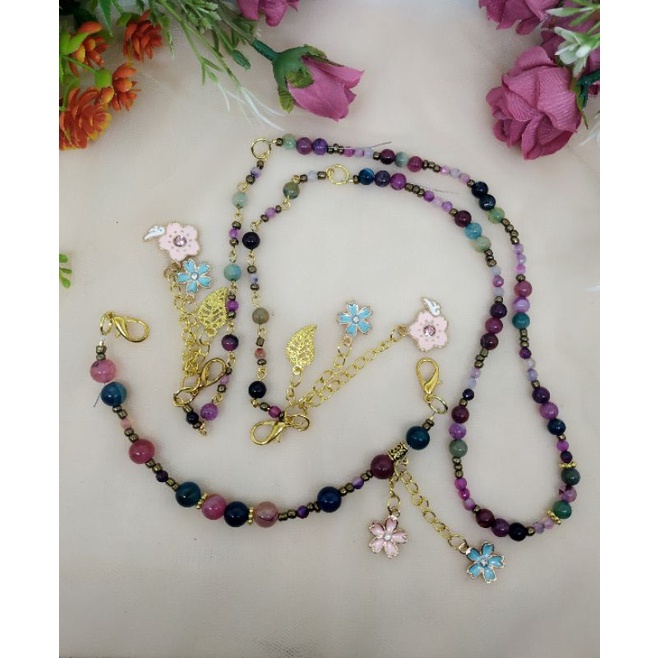 Set kalung dan konektor masker batu alam