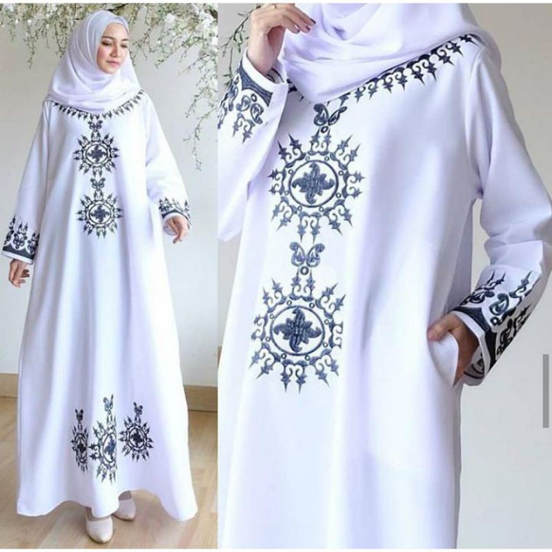 HARUKA DRESS BORDIR | RAMDHANI DRESS (BORDIR BUNGA) | GAMIS LEBARAN TERBARU