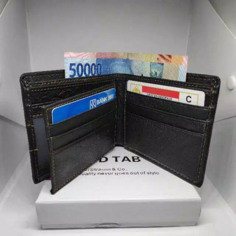 DOMPET KULIT PRIA ASLI DUBLE RESLETING RED TAB LEVIS