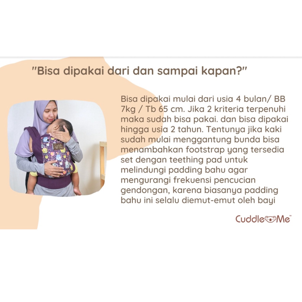 [BONUS BEBAS PILIH] Cuddle Me Lite Carrier Gendongan Bayi Ransel SSC Ergonomis Baby Carrier M-Shape Aman Cuddleme LiteCarrier Solid Polos Motif