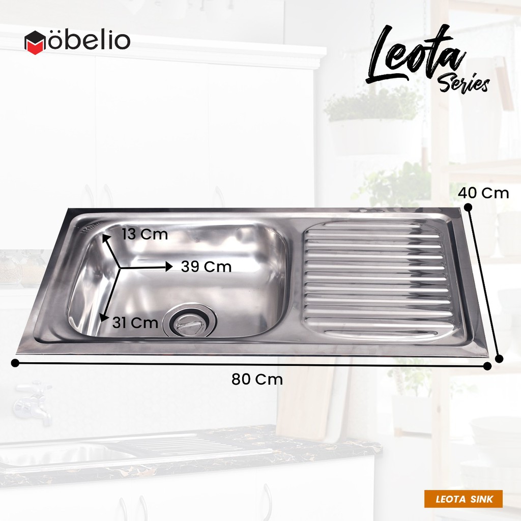 MOBELIO - LEOTA Kitchen Set Minimalis 2 dan 3 Pintu (Plus Tempat Cuci Untuk varian 3 Pintu Bawah)