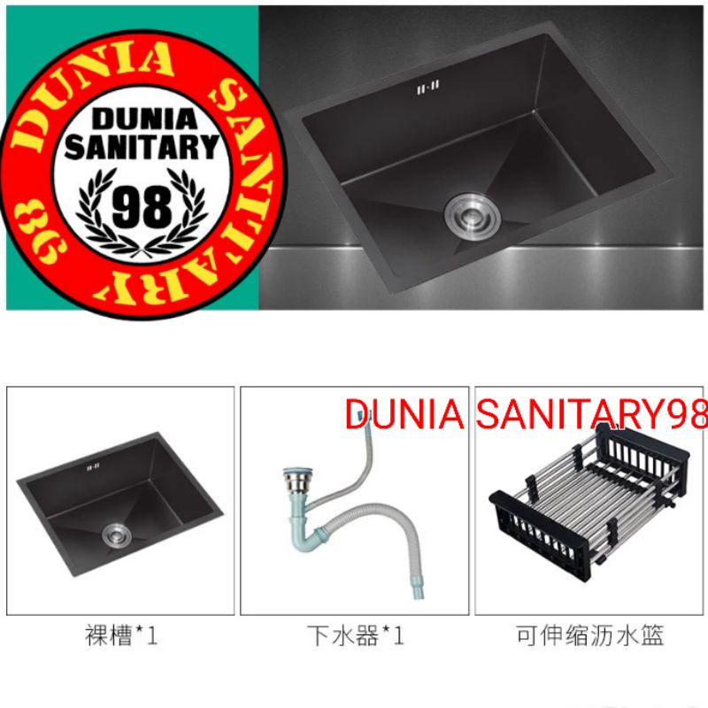 Kitchen sink Stainless SUS 304 BLACK 5040 ONAN Undermoun/top mount Bal cuci piring