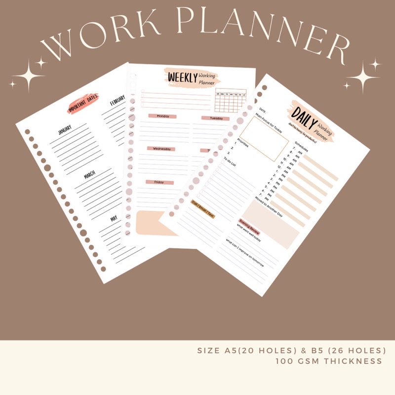 

Work Planner | Daily Weekly | Isi Binder Planner - size A5 & B5