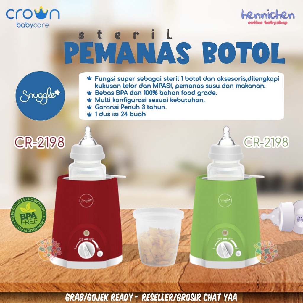 SNUGGLE BY CROWN CR2198 STERIL PEMANAS 1 BOTOL PEMANAS BOTOL SUSU ANAK ALAT STERIL PENGAHAT BOTOL SUSU