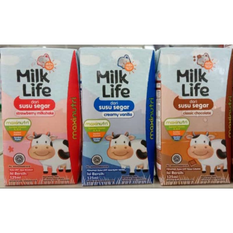 MILK LIFE 125ML ALL VARIANT SUSU UHT 1dus isi 40pcs