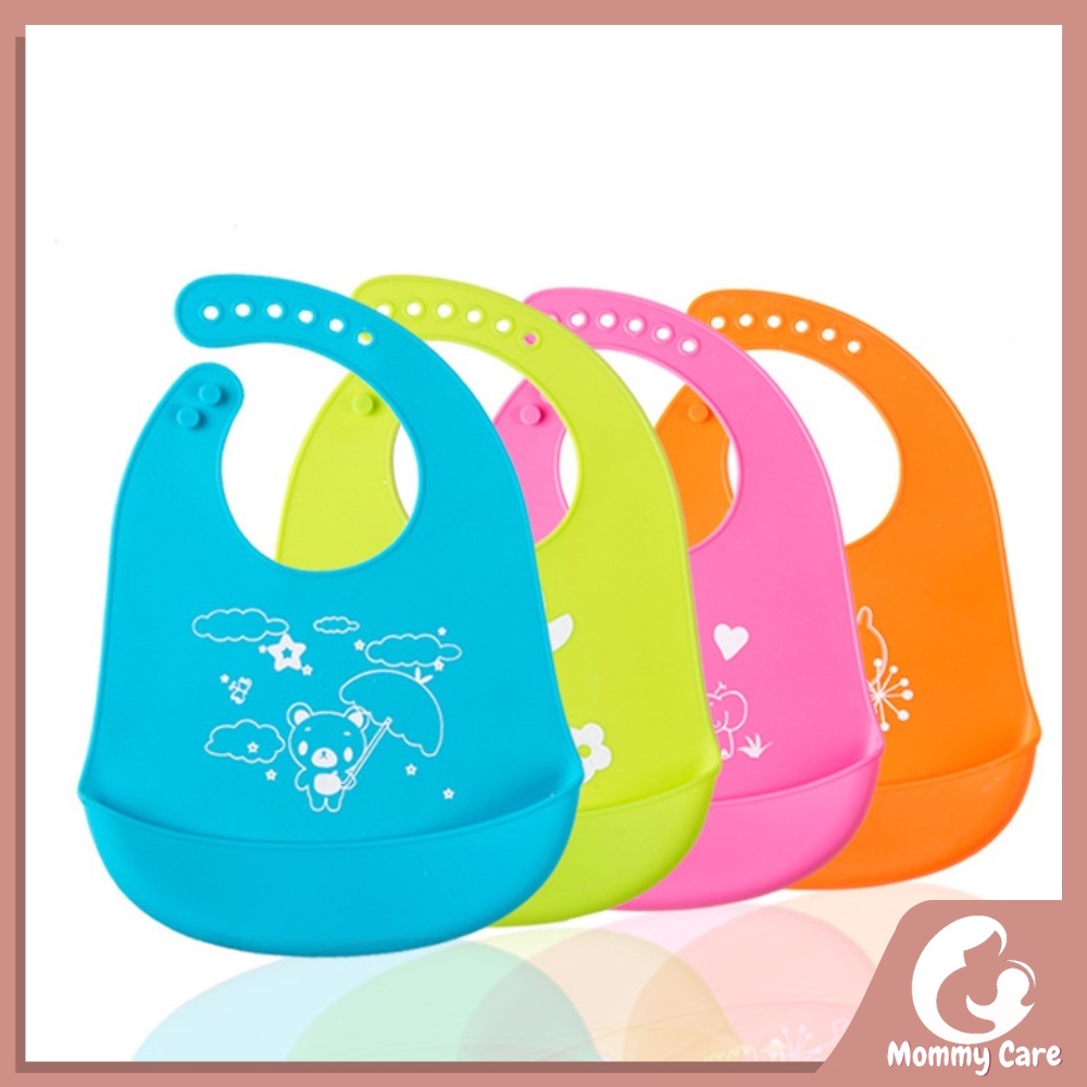 MOMMYCARE CELEMEK MAKAN BAYI BABY BIB SLABBER FULL SILIKON