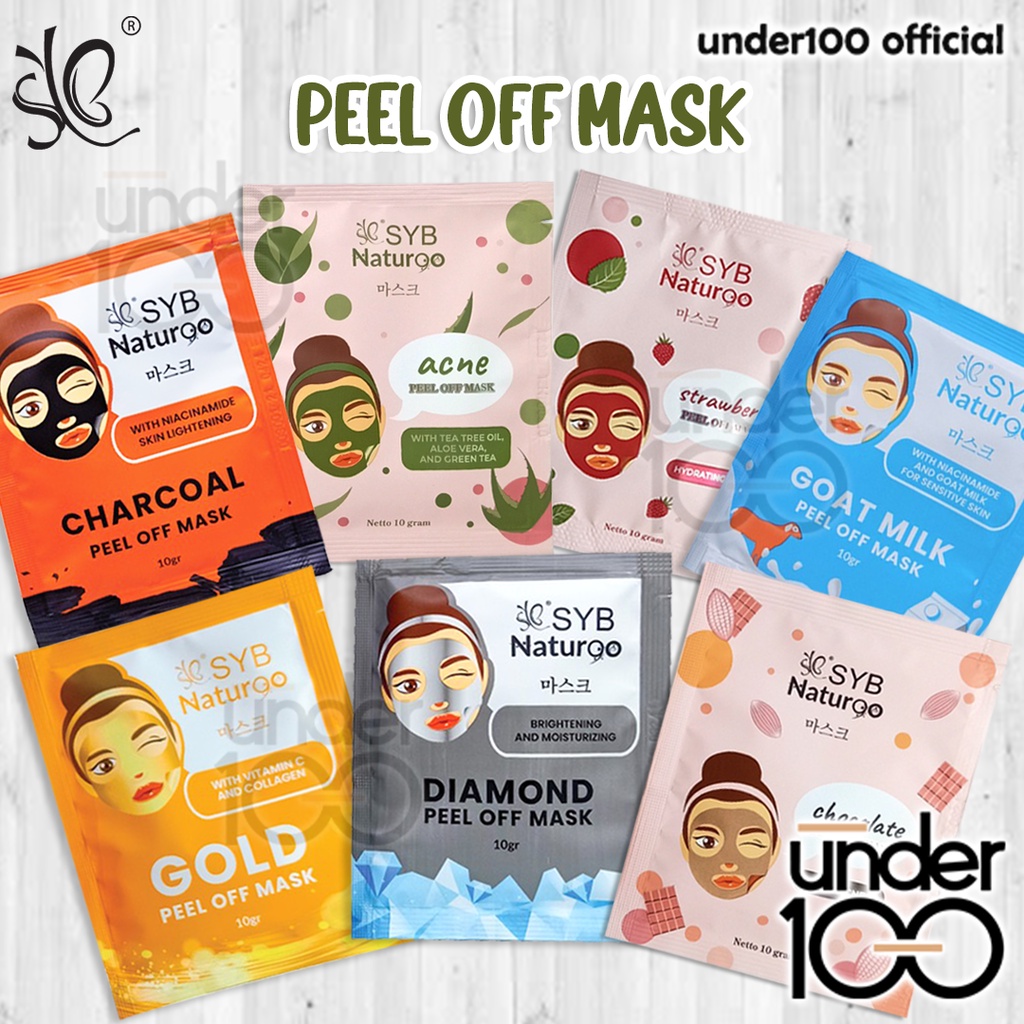 ❤ UNDER100 ❤ SYB NATUR90 Peel Off Mask Goat milk | Diamond | Gold | Charcoal Naturgo | Acne Jerawat Masker Wajah (✔BPOM) 10gr