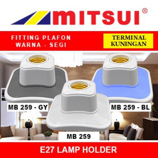 Mitsui MB 259 Fitting Plafon Kotak Warna Segi Fiting Lampu MB259 E27