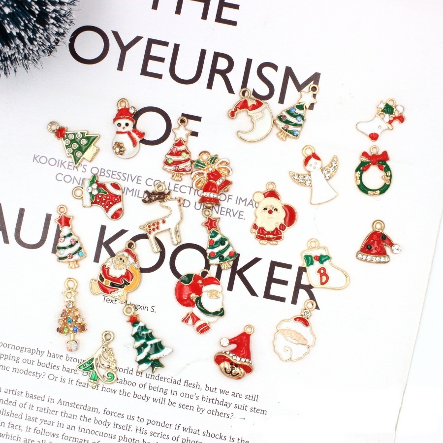 [19PCS  Enamel  DIY  Christmas Charms Xmas Tree decorations for  Christmas Festival Home Party ]