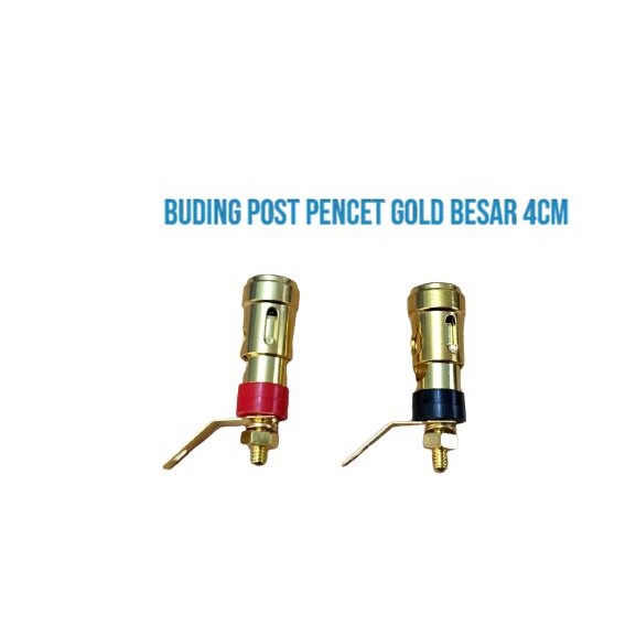 BUDING POST PENCET GOLD BESAR MODEL JEPIT 4CM DAN 3,5CM  1 SET MERAH HITAM