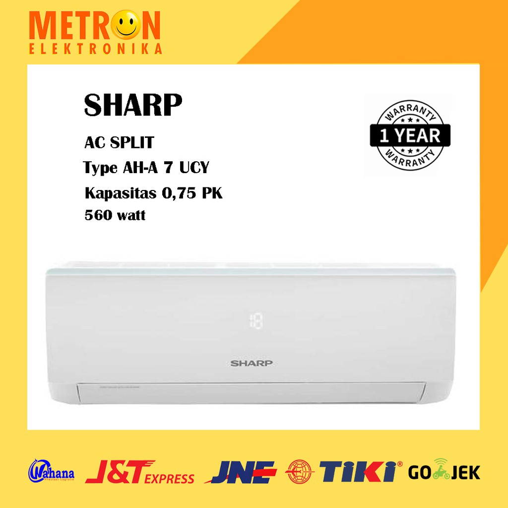 SHARP AH-A 7 UCY + R / AIR CONDITIONER AC SPLIT 0.75 PK FREON R32 / AHA7UCY