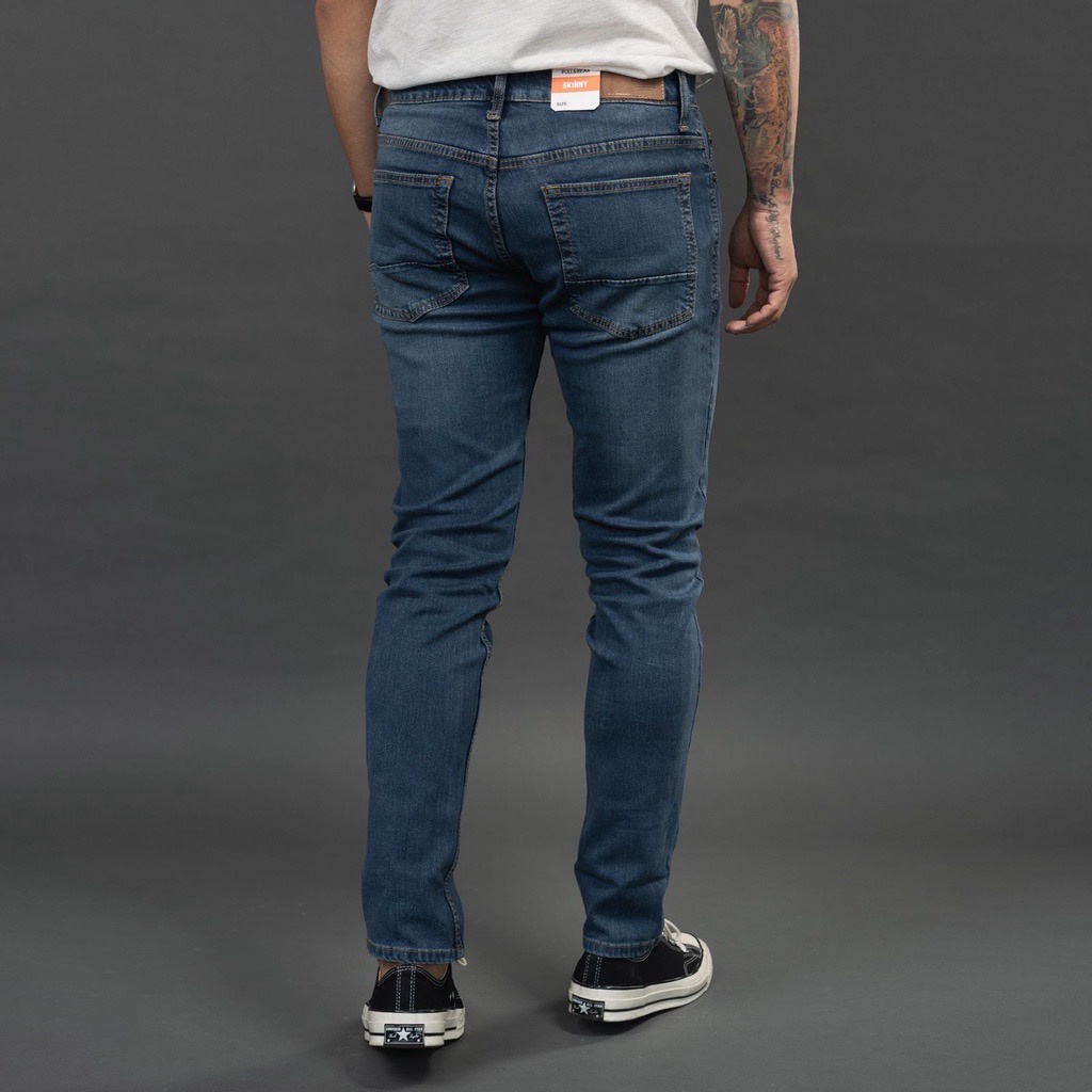 CELANA JEANS PRIA PULL&amp;BEAR DARK BLUE RETRO SKINNY STRETCH PULLANDBEAR PULL &amp; BEAR PULL P&amp;B BIRU TUA RETRO