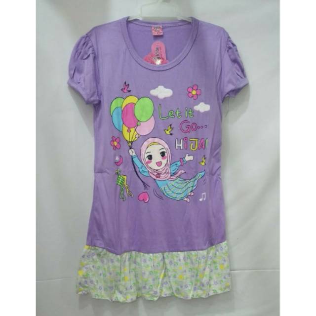 Daster dress gambar hijab anak usia 6-8tahun baju tidur merk Valee kids