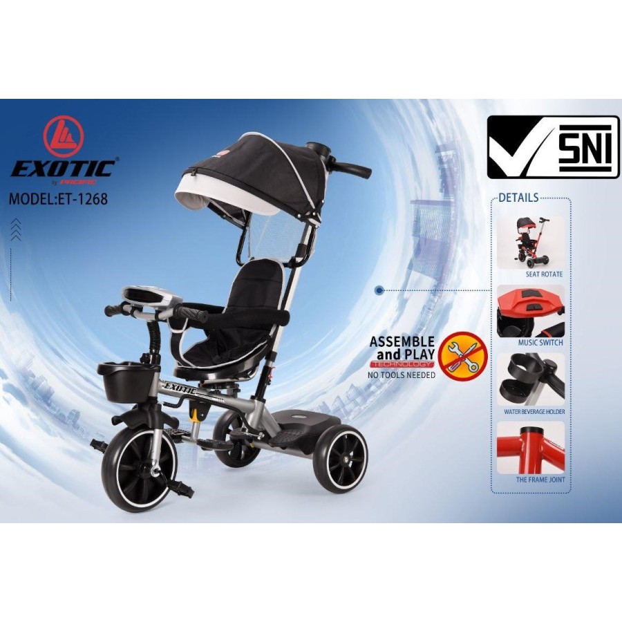 Gojek Instan Stroller Anak Bayi Balita Kereta Aviator Pacific Stroler Tricycle Exotic ET1268-2