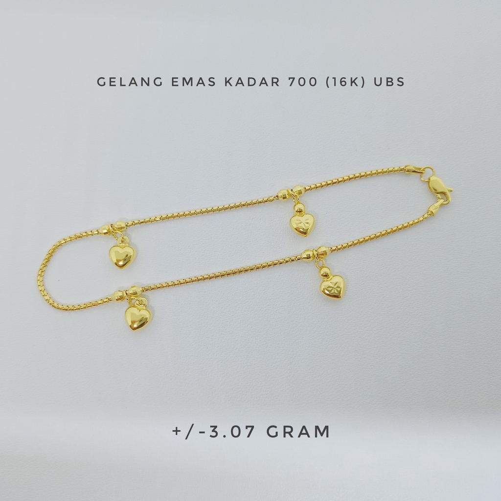 Gelang Emas Kadar 700 (16K) UBS Berat +/- 3.07 gram