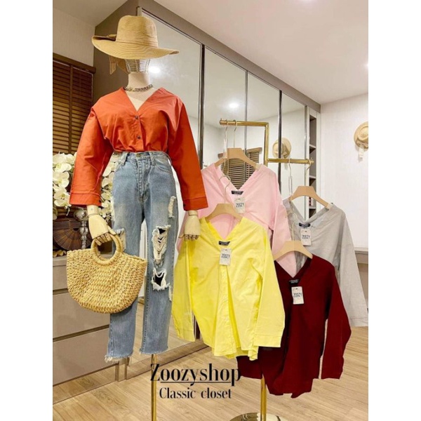 ATASAN ZOOZY BUTTON LENGAN PANJANG FASHION WANITA IMPORT BANGKOK CODE 28