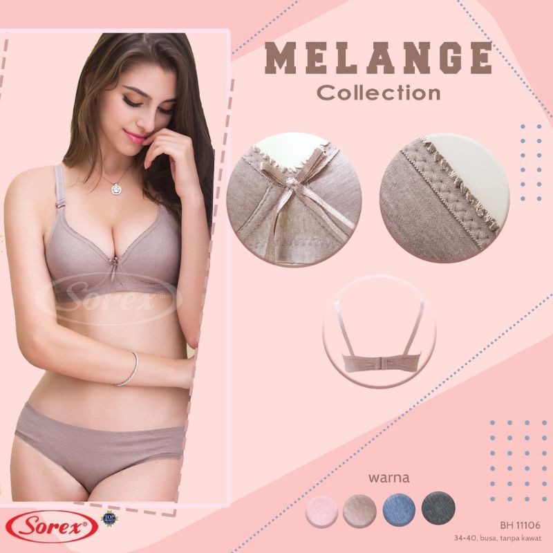 K579 - BRA/BH WANITA SOREX BUSA TIPIS TANPA KAWAT DUA PENGAIT SIZE 34 - 40