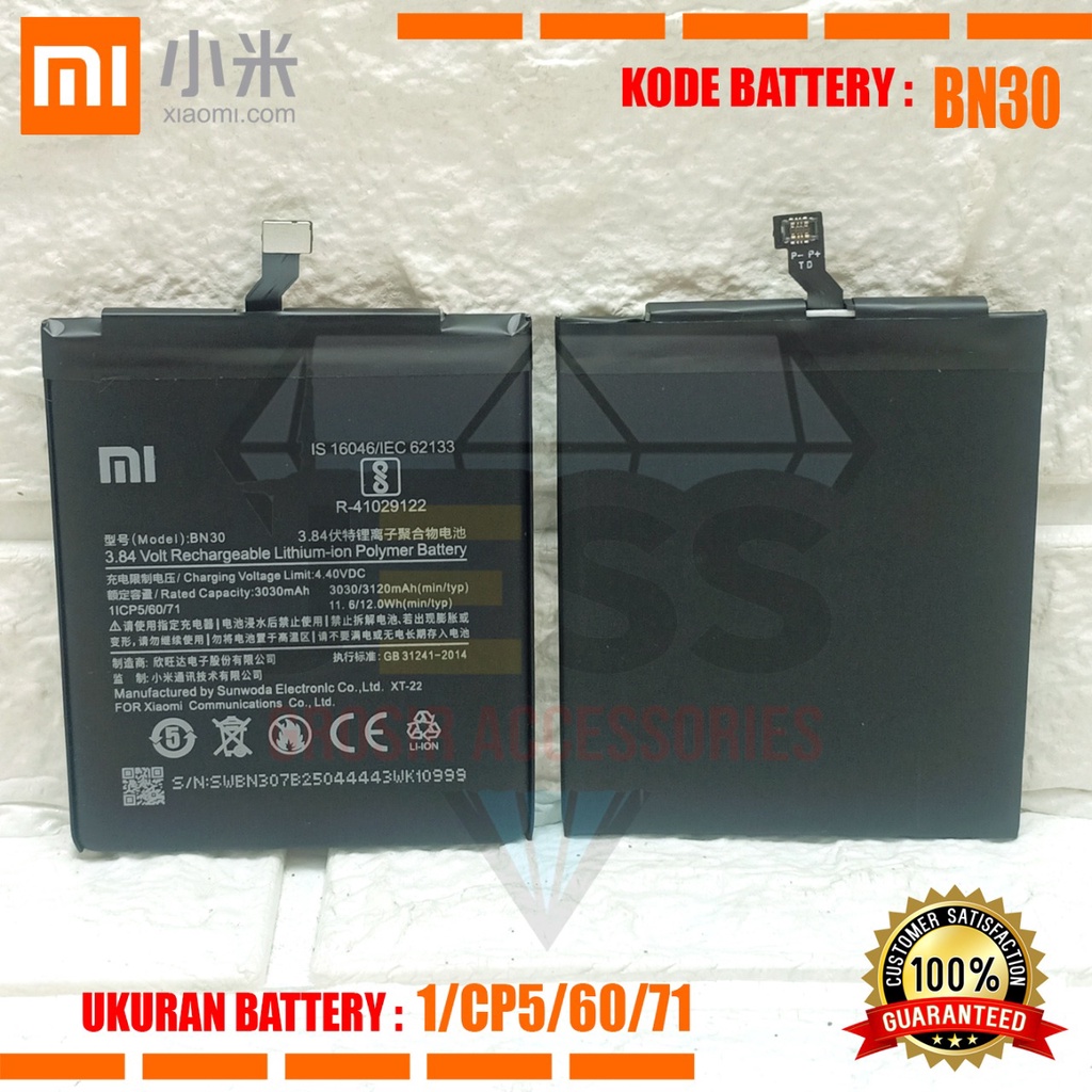 Baterai Battery Original Xiaomi BN30 &amp; BN-30 For type HP Batre Redmi 4A