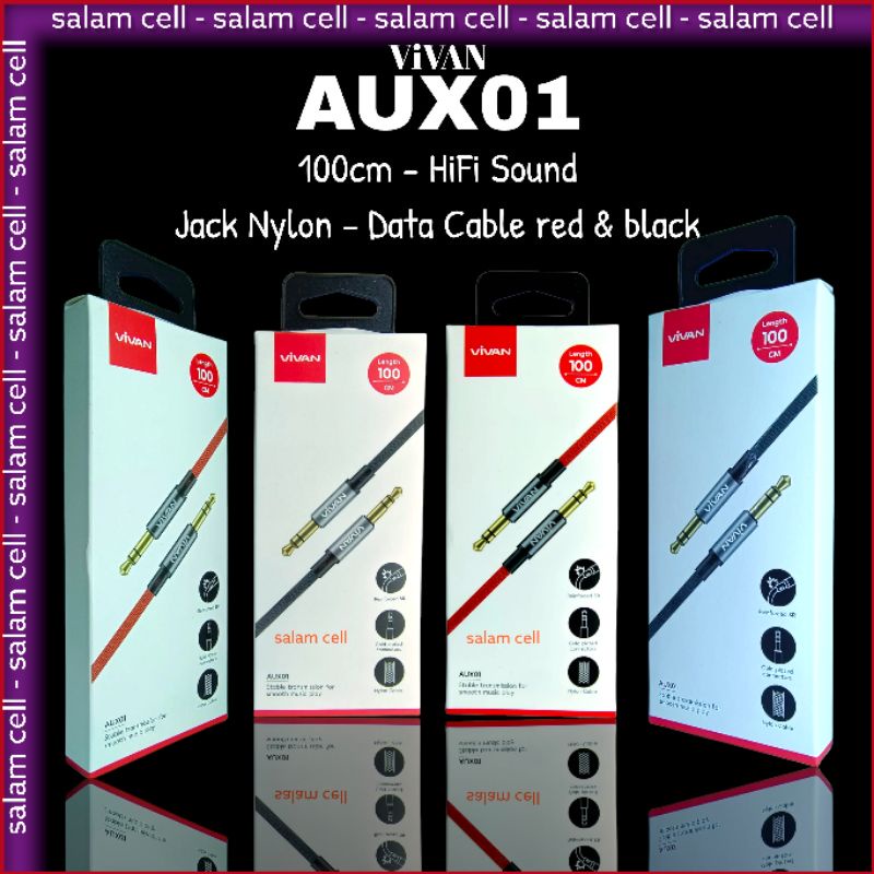 Kabel Audio AUX 3.5mm 100cm VIVAN AUX01 Garansi Resmi 1 Tahun