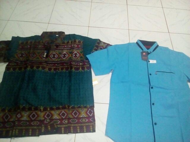 Trolistore Grosir Kemeja Batik Pria Cowok Goe Lengan Pendek Toska Ungu