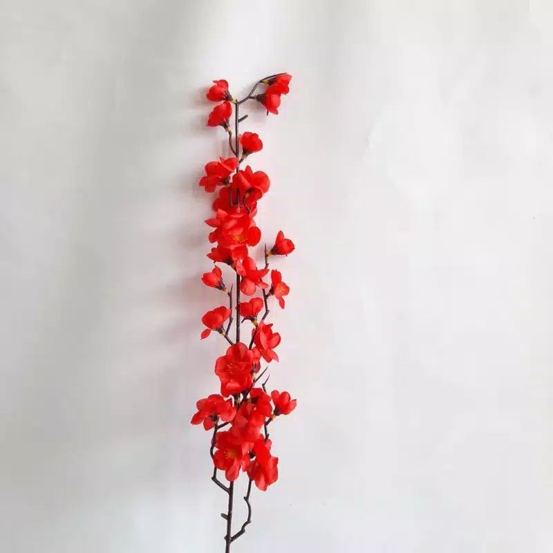 Bunga Sakura Merah Artificial Imitasi Plastik Palsu untuk Hiasan Pajangan Dekorasi Harga Per Tangkai