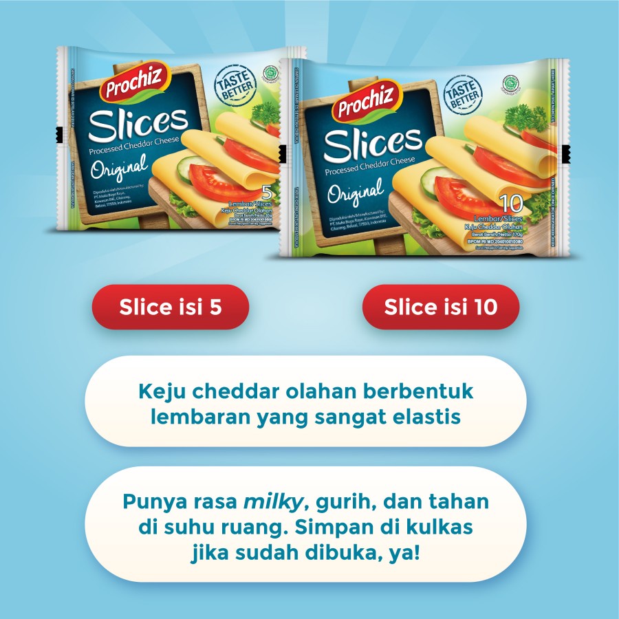 CHEDDAR CHEESE SLICE PROCHIZ ISI 10 KEJU LEMBARAN HALAL