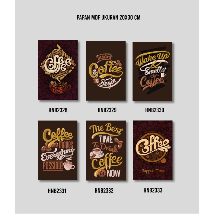 Hiasan Dinding Poster MDF Quote Cofee 20x30 cm Wall Decor Rumah