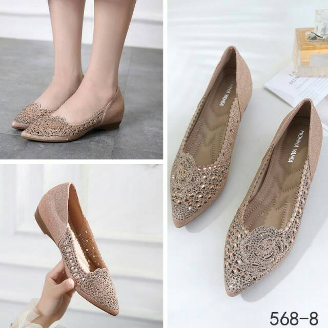 NEW ARRIVAL Sepatu Monna Vania Diamond Evening Flats 568-8