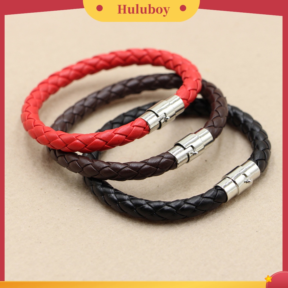 Hu Hu Hu Hu Hu Alat Bantu Pasang Kacamata♡ Gelang Bangle Kulit Imitasi Model Kepang Dengan Gesper Magnet Untuk Priawanita