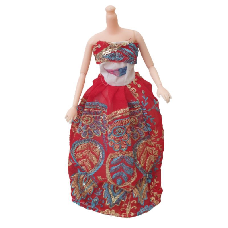 GAUN PESTA MODEL SARI INDIA UNTUK BONEKA  / KOSTUM BONEKA