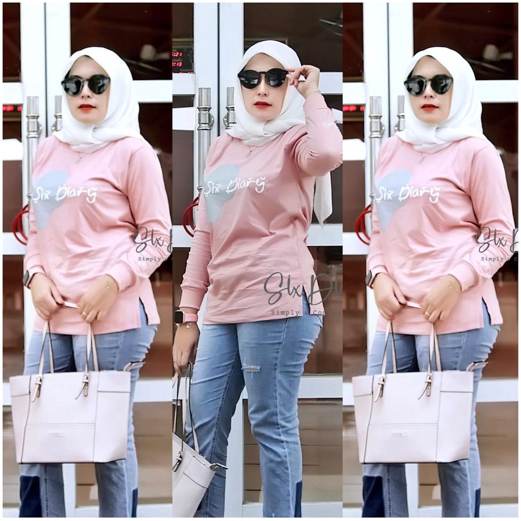 Baju Wanita Fashion wanita Kaos Wanita Atasan Wanita Kaos Lengan Panjang Wanita Six Diary MOTIF ARAB PINK DUSTY// Style Zolaqu//BAJU WANITA LENGAN PANJANG / SWEATER WANITA KEKINIAN / KAOS WANITA TRENDY / ATASAN WANITA TERBARU 2022