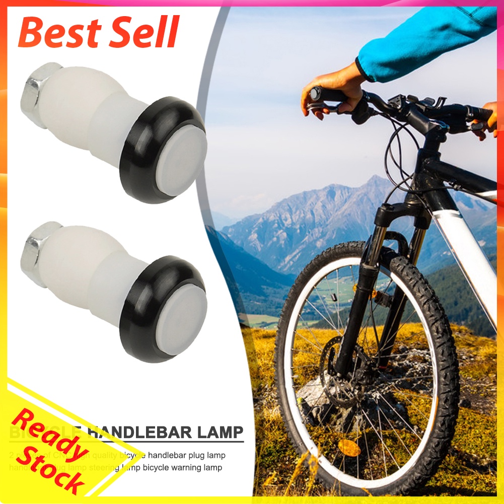 1 Pair Bicycle Handlebar Light LED Bar End Plugs Safety Warning Signal Lamp