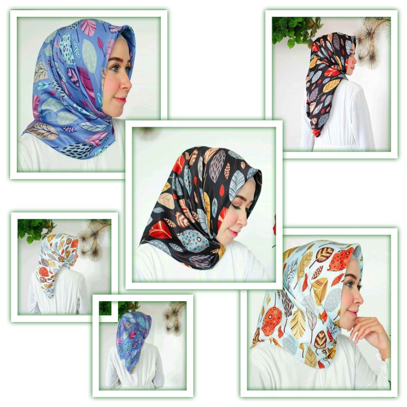 Alisha HIJAB Segi Empat Motif Leaf