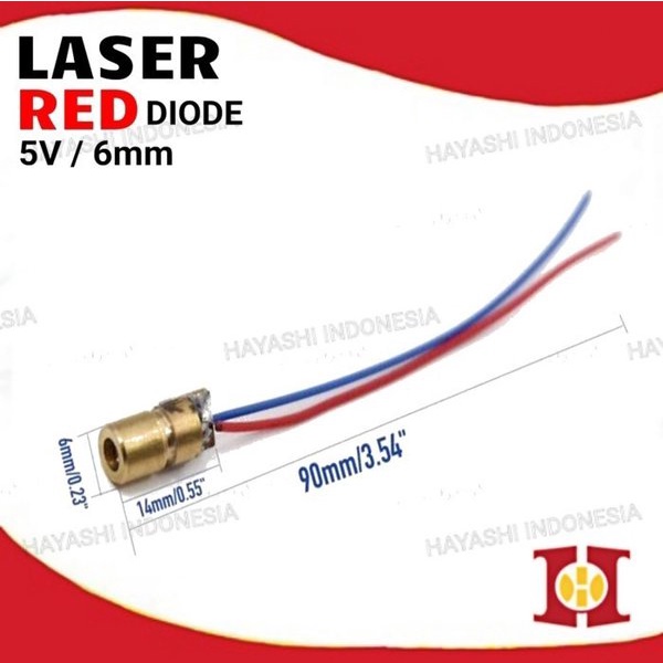 Laser Diode 5V Sinar Dioda 6mm Pointer Red Merah Dot Titik Arduino - 5pcs