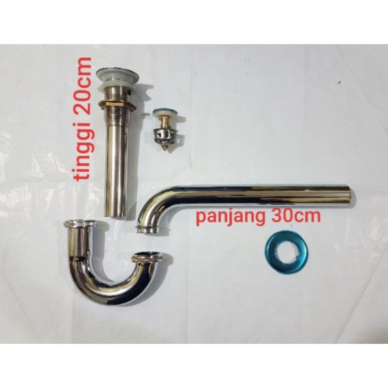 Sifon Leher Angsa Tekan Pencet Wastafel Stainless - Saringan Stainless Cuci Tangan Afur Pembuangan Washtafel