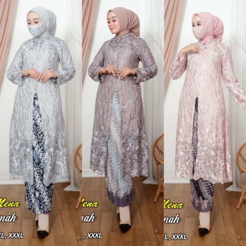 Set Kebaya Wisuda Tunik Brukat Busui Kancing Depan ( Jumbo ) Baju Kebaya Moder