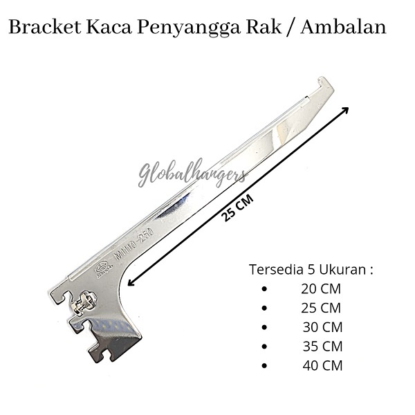 Bracket Kaca | Daun Bracket Ambalan  Kaca | Penyangga Rak Dinding - Material Besi Chrome
