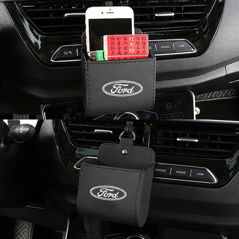 Kotak Penyimpanan Kunci / Kacamata / Handphone / Kartu Bahan Kulit Untuk Ventilasi Ac Mobil Ford