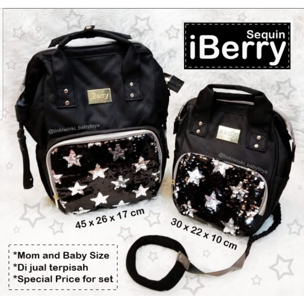 Diaper Bag Iberry Sequin Set (mom and junior)