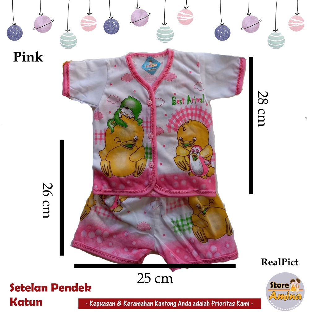 baju bayi setelan baju bayi lengan  pendek KATUN Newborn pakaian bayi 0 6 bulan perlengkapan bayi baru lahir