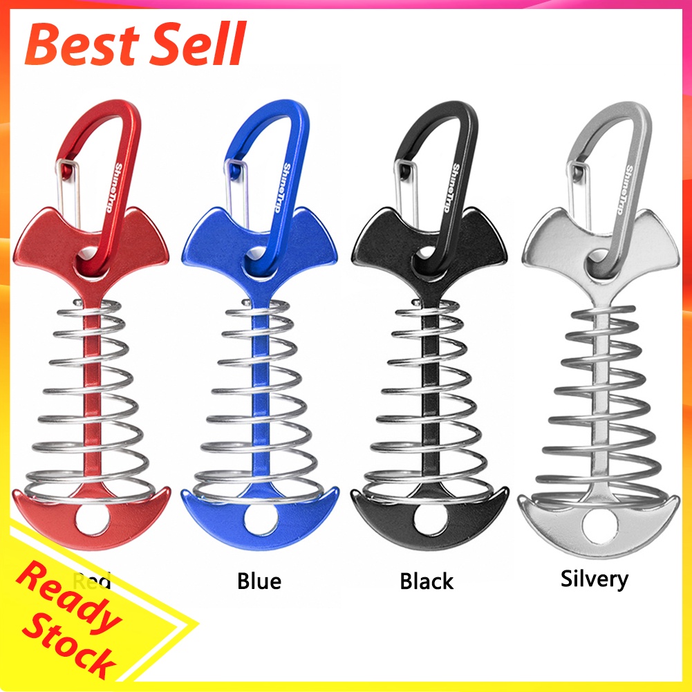 Outdoor Aluminum Peg Spring Nail Camping Tent Wind Rope Fixed Hook Buckle