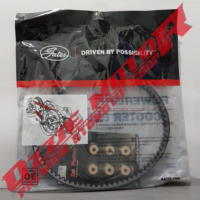 VAN BELT GATES VANBELT V BELT VBELT V-BELT GATES POWERLINK (KVB) SB60011HMI SET ROLLER DR PULLEY 1814 (15GR) HONDA VARIO 110 VENBELT RACING 100% ORIGINAL