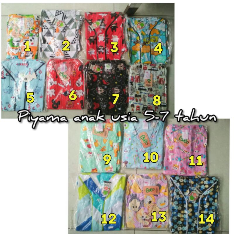 [ECER&GROSIR] PIYAMA KATUN PADDLE KIDS BOBO KIDS  5-6 TAHUN ANAK COWOK CEWEK