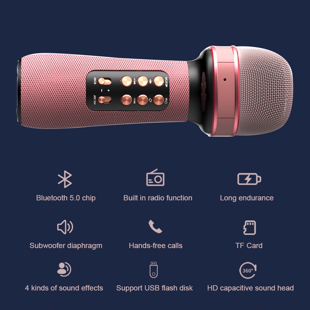 Mic Karaoke Wireless Microphone KTV Mikrofon Speaker Mikrofon Wireless Bluetooth Karaoke Player