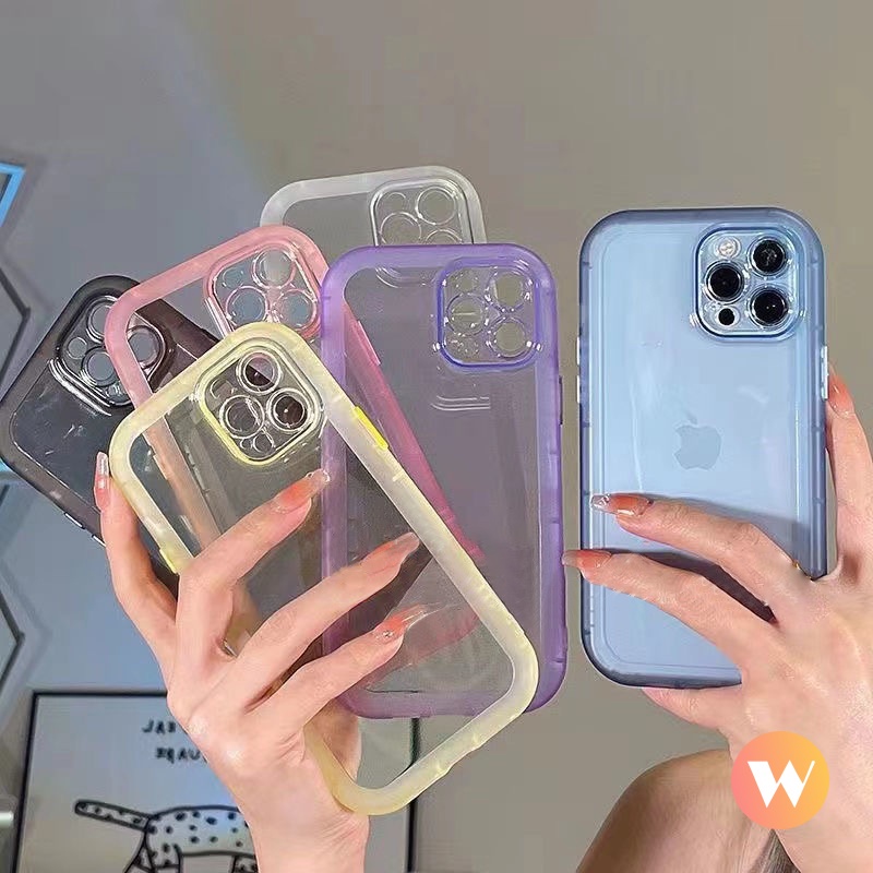 Soft Case Pelindung Lensa Bahan TPU Warna Permen Macaron Fluorescent Tahan Kotor Untuk IPhone XR Xs Max X 11 12 Pro Max