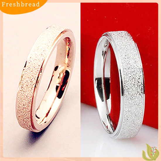 [Fresh] Cincin Pasangan Bahan Stainless Steel Matte untuk Pria / Wanita